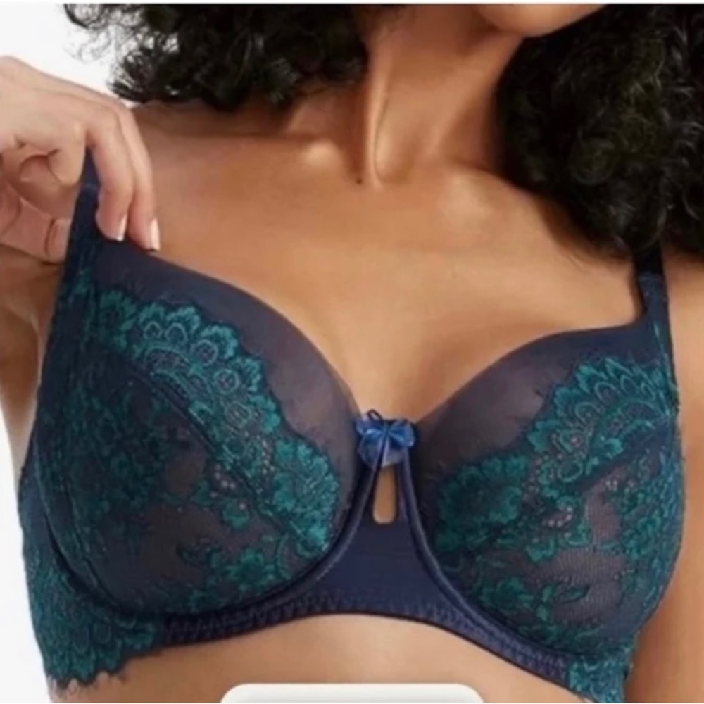 Wacoal Lace Underwire Bra - Dark Blue and Green
